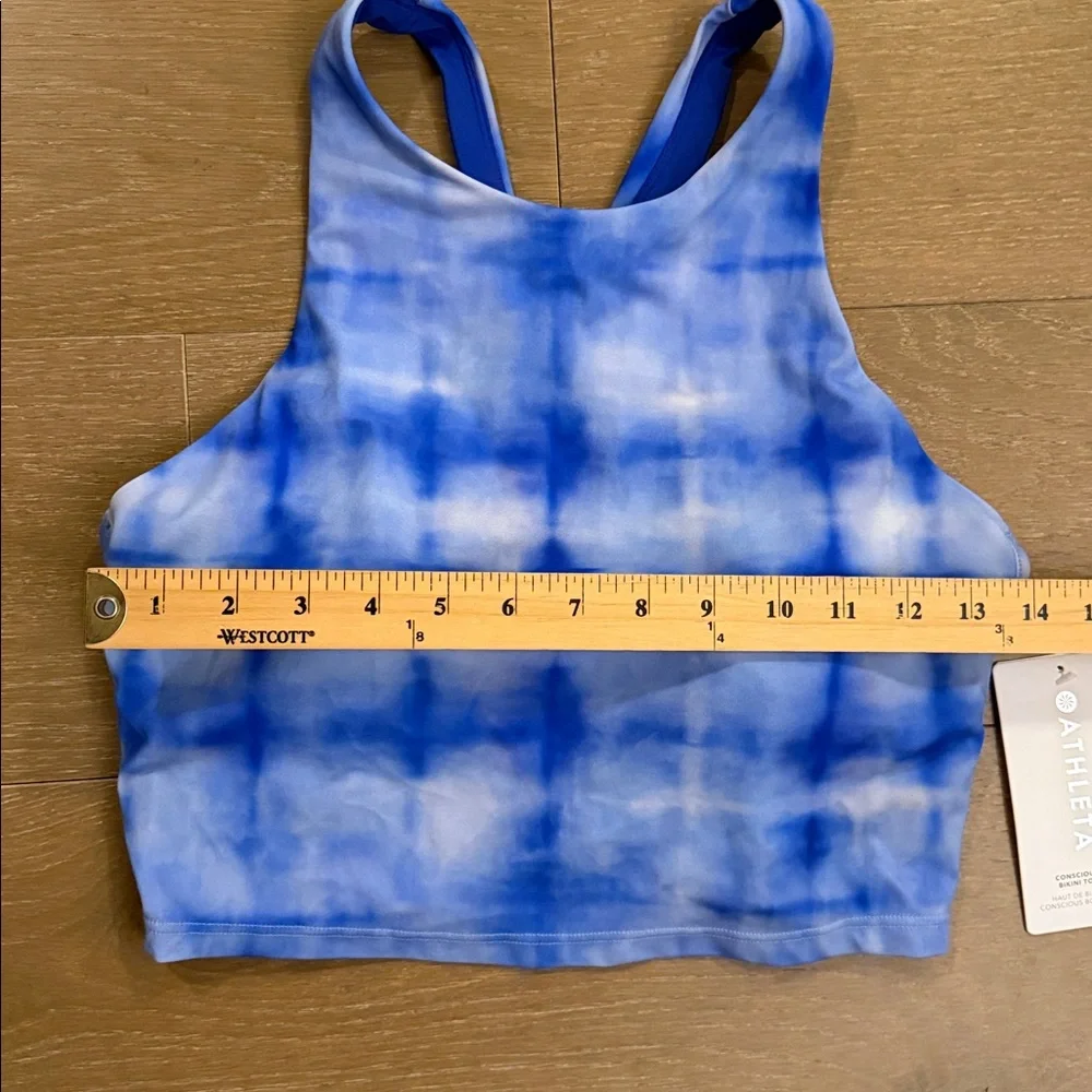 NWT Athleta Conscious Crop Bikini Top in Powervita, Tie Dye Blue | medium D-DD